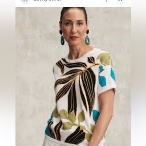 Chico’s Intarsia Palm Print pullover sweater